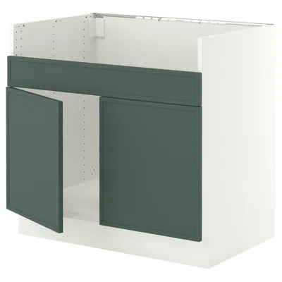 Ikea Sektion Base Cabinet For Havsen Double Bowl Sink, White/aspudden Dark Gray-green, 36x24x30 "