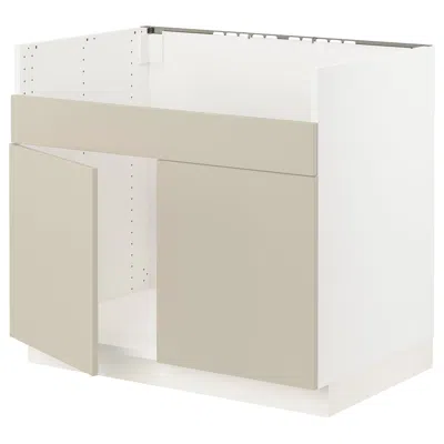 Ikea Sektion Base Cabinet For Havsen Double Bowl Sink, White/havstorp Beige, 36x24x30 "