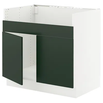 Ikea Sektion Base Cabinet For Havsen Double Bowl Sink, White/havstorp Deep Green, 36x24x30 "