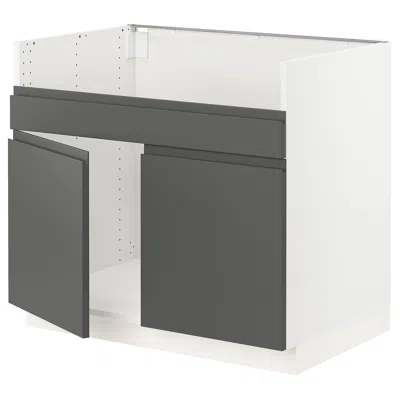 Ikea Sektion Base Cabinet For Havsen Double Bowl Sink, White/voxtorp Dark Gray, 36x24x30 "