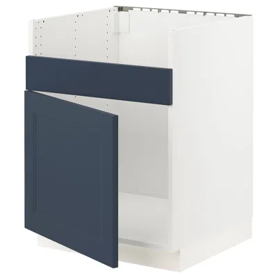 Ikea Sektion Base Cabinet For Havsen Single Bowl Sink, White Axstad/matte Blue, 24x24x30 "