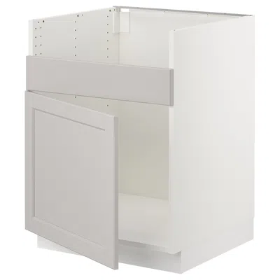 Ikea Sektion Base Cabinet For Havsen Single Bowl Sink, White/lerhyttan Light Gray, 24x24x30 "