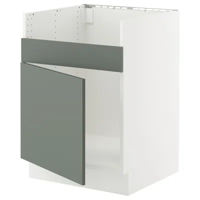 Ikea Sektion Base Cabinet For Havsen Single Bowl Sink, White/nickebo Matte Grey-green, 24x24x30 "