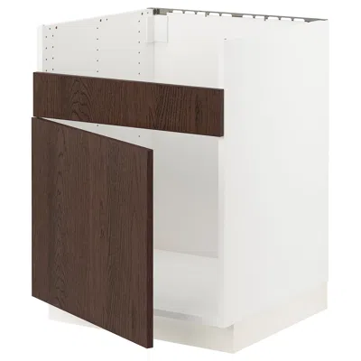Ikea Sektion Base Cabinet For Havsen Single Bowl Sink, White/sinarp Brown, 24x24x30 "