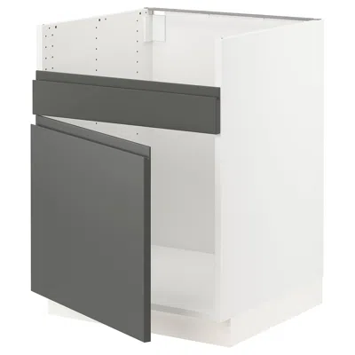 Ikea Sektion Base Cabinet For Havsen Single Bowl Sink, White/voxtorp Dark Gray, 24x24x30 "