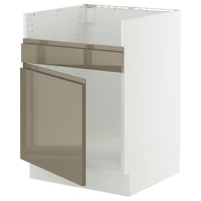 Ikea Sektion Base Cabinet For Havsen Single Bowl Sink, White/voxtorp High-gloss Dark Grey-brown, 24x24x30
