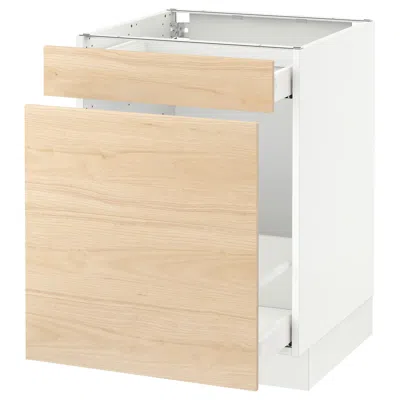 Ikea Sektion Base Cabinet For Recycling, White Maximera/askersund Light Ash Effect, 24x24x30 "