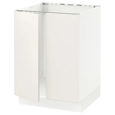 Ikea Sektion Base Cabinet For Sink + 2 Doors, White/veddinge White, 24x24x30 "