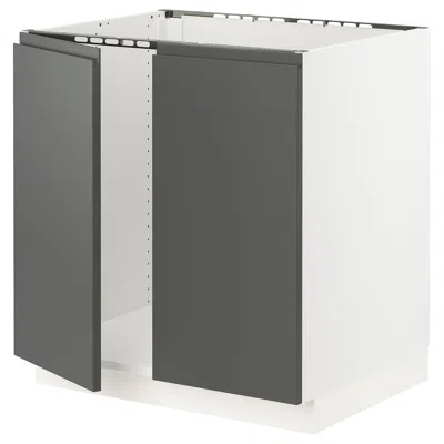 Ikea Sektion Base Cabinet For Sink + 2 Doors, White/voxtorp Dark Gray, 30x24x30 " In Black