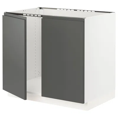 Ikea Sektion Base Cabinet For Sink + 2 Doors, White/voxtorp Dark Gray, 36x24x30 "