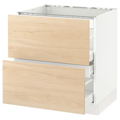 Ikea Sektion Base Cabinet For/cooktop W/3 Drawers, White Maximera/askersund Light Ash Effect, 30x24x30 "