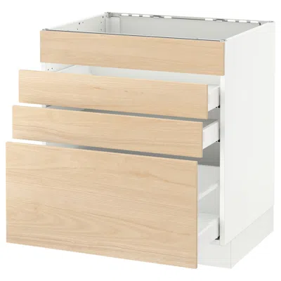 Ikea Sektion Base Cabinet For/cooktop W/3 Drawers, White Maximera/askersund Light Ash Effect, 30x24x30 "