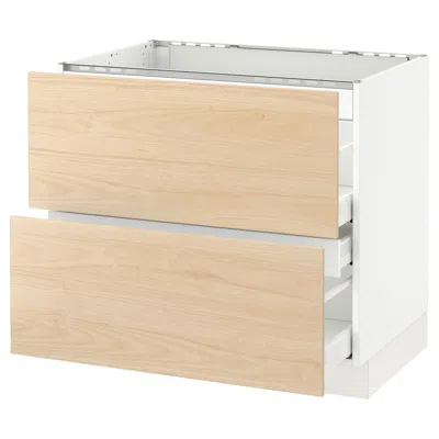 Ikea Sektion Base Cabinet For/cooktop W/3 Drawers, White Maximera/askersund Light Ash Effect, 36x24x30 "