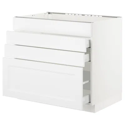 Ikea Sektion Base Cabinet For/cooktop W/3 Drawers, White Maximera/axstad Matte White, 36x24x30 "