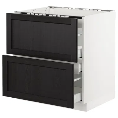 Ikea Sektion Base Cabinet For/cooktop W/3 Drawers, White Maximera/lerhyttan Black Stained, 30x24x30 "