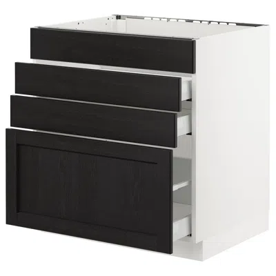 Ikea Sektion Base Cabinet For/cooktop W/3 Drawers, White Maximera/lerhyttan Black Stained, 30x24x30 "