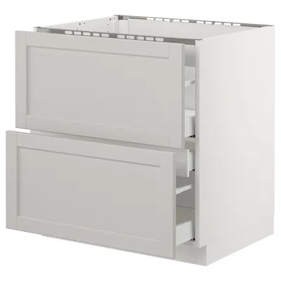 Ikea Sektion Base Cabinet For/cooktop W/3 Drawers, White Maximera/lerhyttan Light Gray, 30x24x30 "