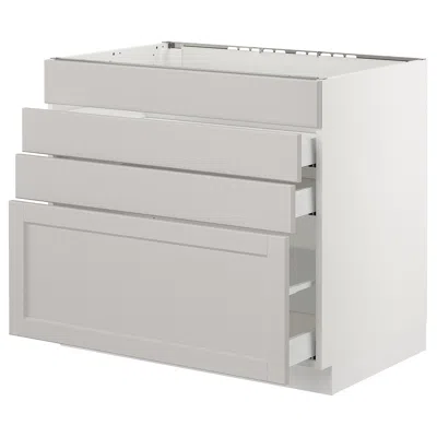 Ikea Sektion Base Cabinet For/cooktop W/3 Drawers, White Maximera/lerhyttan Light Gray, 36x24x30 "