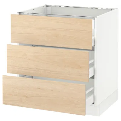 Ikea Sektion Base Cabinet For/cooktop W/3drawers, White Maximera/askersund Light Ash Effect, 30x24x30 " In Multi