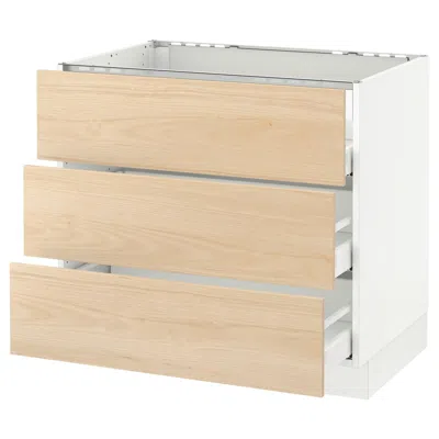 Ikea Sektion Base Cabinet For/cooktop W/3drawers, White Maximera/askersund Light Ash Effect, 36x24x30 "