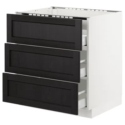 Ikea Sektion Base Cabinet For/cooktop W/3drawers, White Maximera/lerhyttan Black Stained, 30x24x30 "