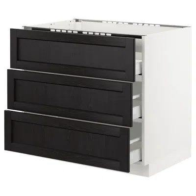 Ikea Sektion Base Cabinet For/cooktop W/3drawers, White Maximera/lerhyttan Black Stained, 36x24x30 "