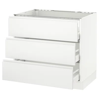 Ikea Sektion Base Cabinet For/cooktop W/3drawers, White Maximera/voxtorp Matte White, 36x24x30 "