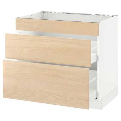 Ikea Sektion Base Cabinet For/cooktop With 2 Drawers, White Maximera/askersund Light Ash Effect, 36x24x30