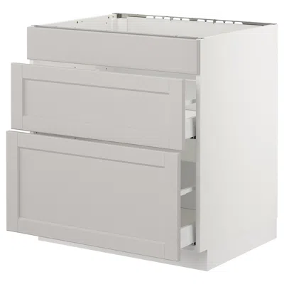 Ikea Sektion Base Cabinet For/cooktop With 2 Drawers, White Maximera/lerhyttan Light Gray, 30x24x30 "