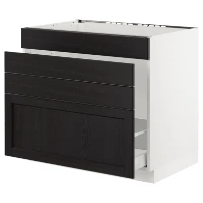 Ikea Sektion Base Cabinet For/sink & Waste Sorting, White Maximera/lerhyttan Black Stained, 36x24x30 "