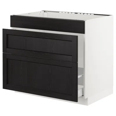 Ikea Sektion Base Cabinet For/sink & Waste Sorting, White Maximera/lerhyttan Black Stained, 36x24x30 "