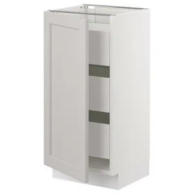 Ikea Sektion Base Cabinet W/1 Door & 3 Drawers, White Maximera/lerhyttan Light Gray, 15x15x30 "