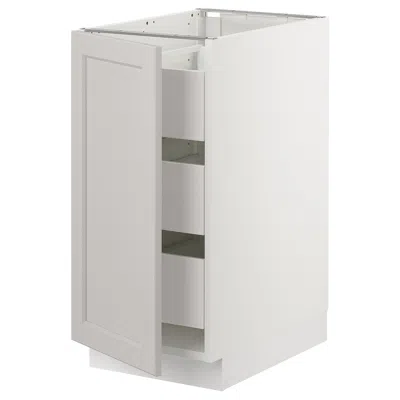 Ikea Sektion Base Cabinet W/1 Door & 3 Drawers, White Maximera/lerhyttan Light Gray, 15x24x30 "