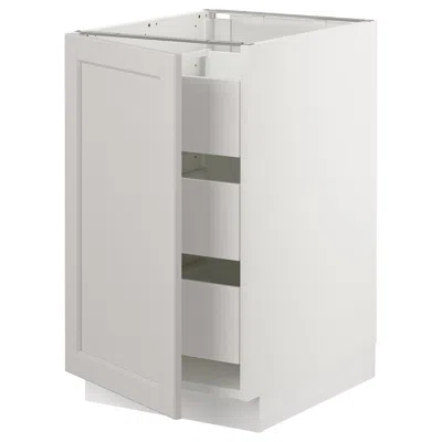 Ikea Sektion Base Cabinet W/1 Door & 3 Drawers, White Maximera/lerhyttan Light Gray, 18x24x30 "