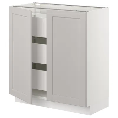 Ikea Sektion Base Cabinet W/2 Doors & 3 Drawers, White Maximera/lerhyttan Light Gray, 30x15x30 "