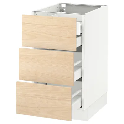 Ikea Sektion Base Cabinet W/3 Fronts & 4 Drawers, White Maximera/askersund Light Ash Effect, 18x24x30 "
