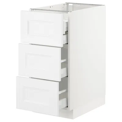 Ikea Sektion Base Cabinet W/3 Fronts & 4 Drawers, White Maximera/axstad Matte White, 15x24x30 "