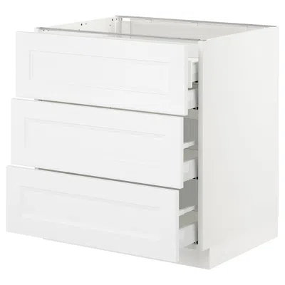 Ikea Sektion Base Cabinet W/3 Fronts & 4 Drawers, White Maximera/axstad Matte White, 30x24x30 "