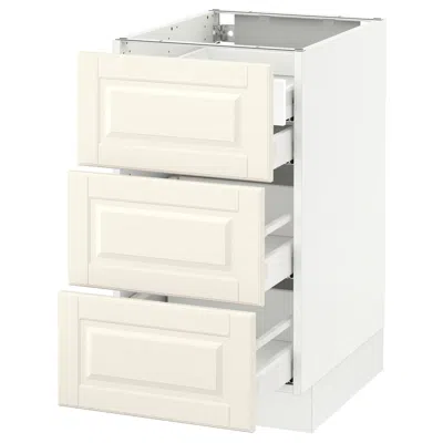 Ikea Sektion Base Cabinet W/3 Fronts & 4 Drawers, White Maximera/bodbyn Off-white, 18x24x30 "