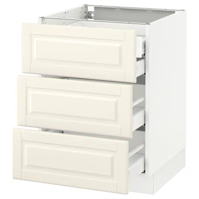 Ikea Sektion Base Cabinet W/3 Fronts & 4 Drawers, White Maximera/bodbyn Off-white, 24x24x30 "