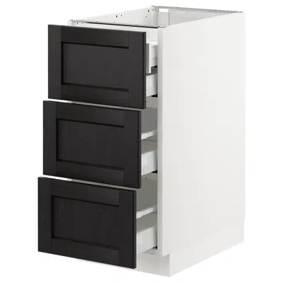 Ikea Sektion Base Cabinet W/3 Fronts & 4 Drawers, White Maximera/lerhyttan Black Stained, 15x24x30 "
