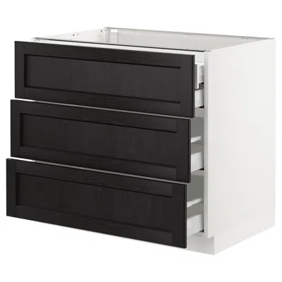 Ikea Sektion Base Cabinet W/3 Fronts & 4 Drawers, White Maximera/lerhyttan Black Stained, 36x24x30 "