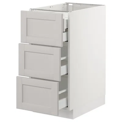 Ikea Sektion Base Cabinet W/3 Fronts & 4 Drawers, White Maximera/lerhyttan Light Gray, 15x24x30 "