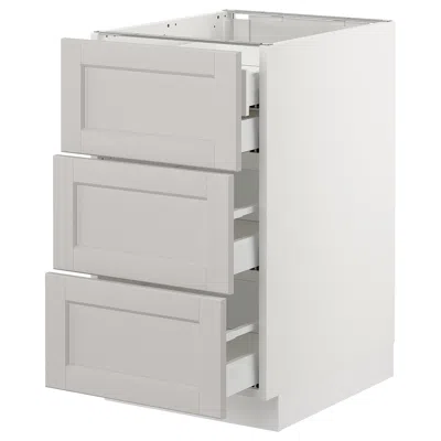 Ikea Sektion Base Cabinet W/3 Fronts & 4 Drawers, White Maximera/lerhyttan Light Gray, 18x24x30 "