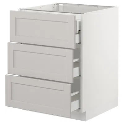 Ikea Sektion Base Cabinet W/3 Fronts & 4 Drawers, White Maximera/lerhyttan Light Gray, 24x24x30 "