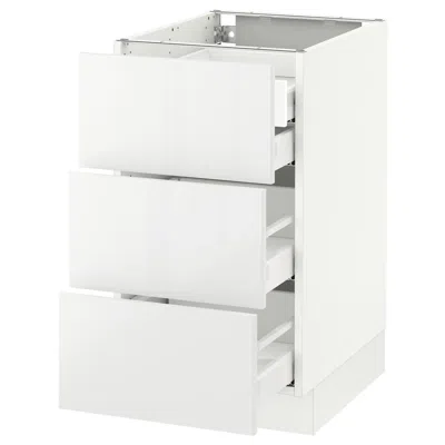 Ikea Sektion Base Cabinet W/3 Fronts & 4 Drawers, White Maximera/ringhult White, 18x24x30 "