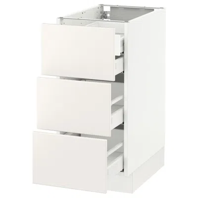 Ikea Sektion Base Cabinet W/3 Fronts & 4 Drawers, White Maximera/veddinge White, 15x24x30 "