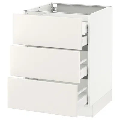 Ikea Sektion Base Cabinet W/3 Fronts & 4 Drawers, White Maximera/veddinge White, 24x24x30 "