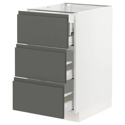 Ikea Sektion Base Cabinet W/3 Fronts & 4 Drawers, White Maximera/voxtorp Dark Gray, 18x24x30 "