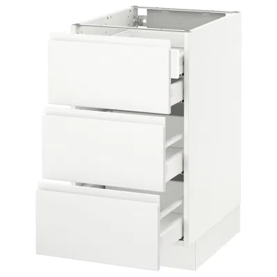 Ikea Sektion Base Cabinet W/3 Fronts & 4 Drawers, White Maximera/voxtorp Matte White, 18x24x30 "